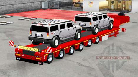 Низкорамный трал с автомобилями Hummer для American Truck Simulator