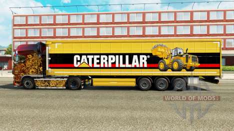 Скин Caterpillar v2 на шторный полуприцеп для Euro Truck Simulator 2