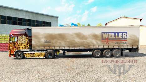 Скин Weller Spedition на шторный полуприцеп для Euro Truck Simulator 2