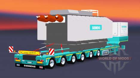 Низкорамный трал с грузом трансформатора Siemens для Euro Truck Simulator 2