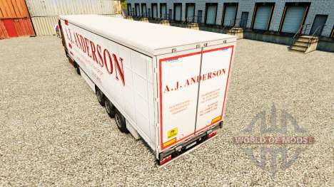 Скин A.J.Anderson на шторный полуприцеп для Euro Truck Simulator 2