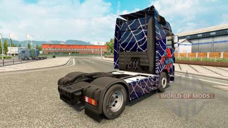 Скин Spider-Man на тягач Mercedes-Benz для Euro Truck Simulator 2