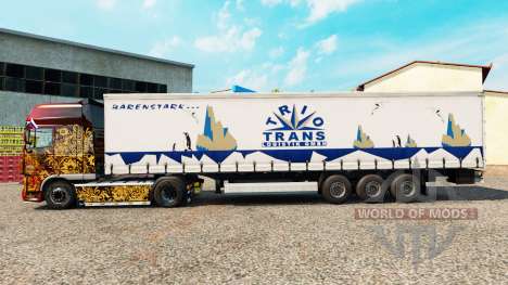 Скин Trio Trans на шторный полуприцеп для Euro Truck Simulator 2