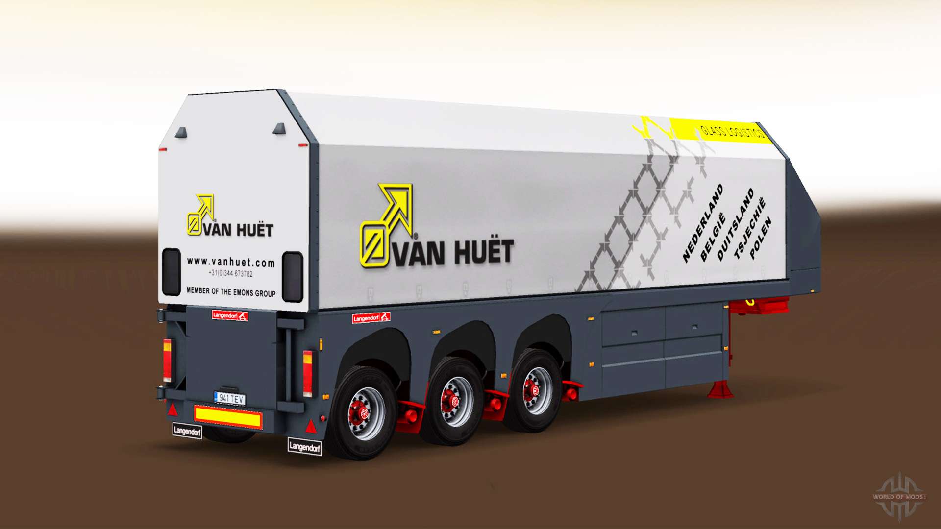 Скачать скин Van Huet на полуприцеп-стекловоз в Euro Truck Simulator 2 можн...