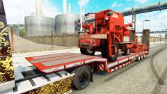 Низкорамный трал с сельскохозяйственной техникой для Euro Truck Simulator 2