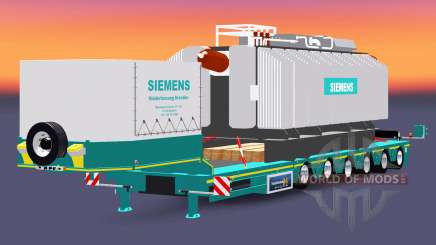 Низкорамный трал с грузом трансформатора Siemens для Euro Truck Simulator 2