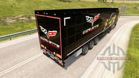 Скин Corvette Racing на полуприцеп для Euro Truck Simulator 2