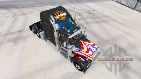 Скин Harley-Davidson на тягач Kenworth W900 для American Truck Simulator