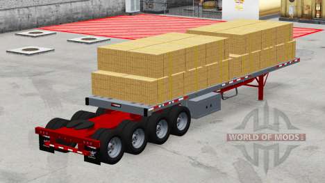 Четырёхосный полуприцеп-платформа с грузами для American Truck Simulator