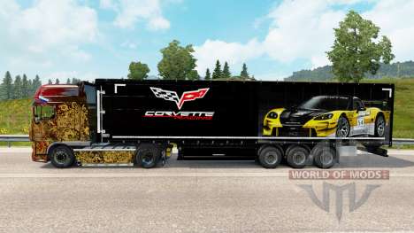 Скин Corvette Racing на полуприцеп для Euro Truck Simulator 2