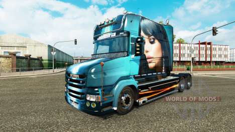 Скин Beautiful Girl на тягач Scania T для Euro Truck Simulator 2