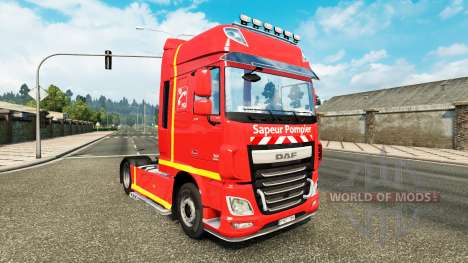 Скин Sapeur Pompier на тягач DAF для Euro Truck Simulator 2