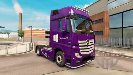 Скин Windows 10 на тягач Mercedes-Benz для Euro Truck Simulator 2