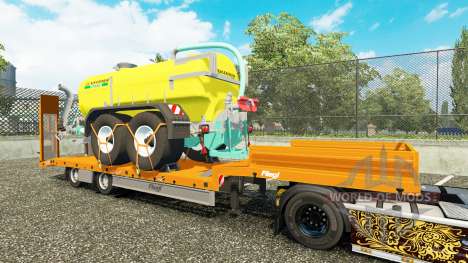Низкорамный трал с грузами сельхозтехники для Euro Truck Simulator 2