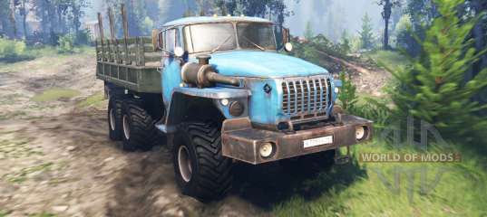 Урал 4320 10. Урал бортовой 4320 10 спинтайрес. Урал 4320 с прицепом Spin Tires. SPINTIRES Урал 4320 синяя кабина.