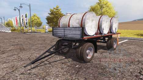 Trailer with barrels milk and water v2.0 для Farming Simulator 2013