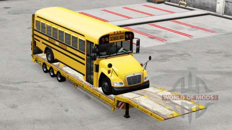 Низкорамный трал с грузом автобуса для American Truck Simulator