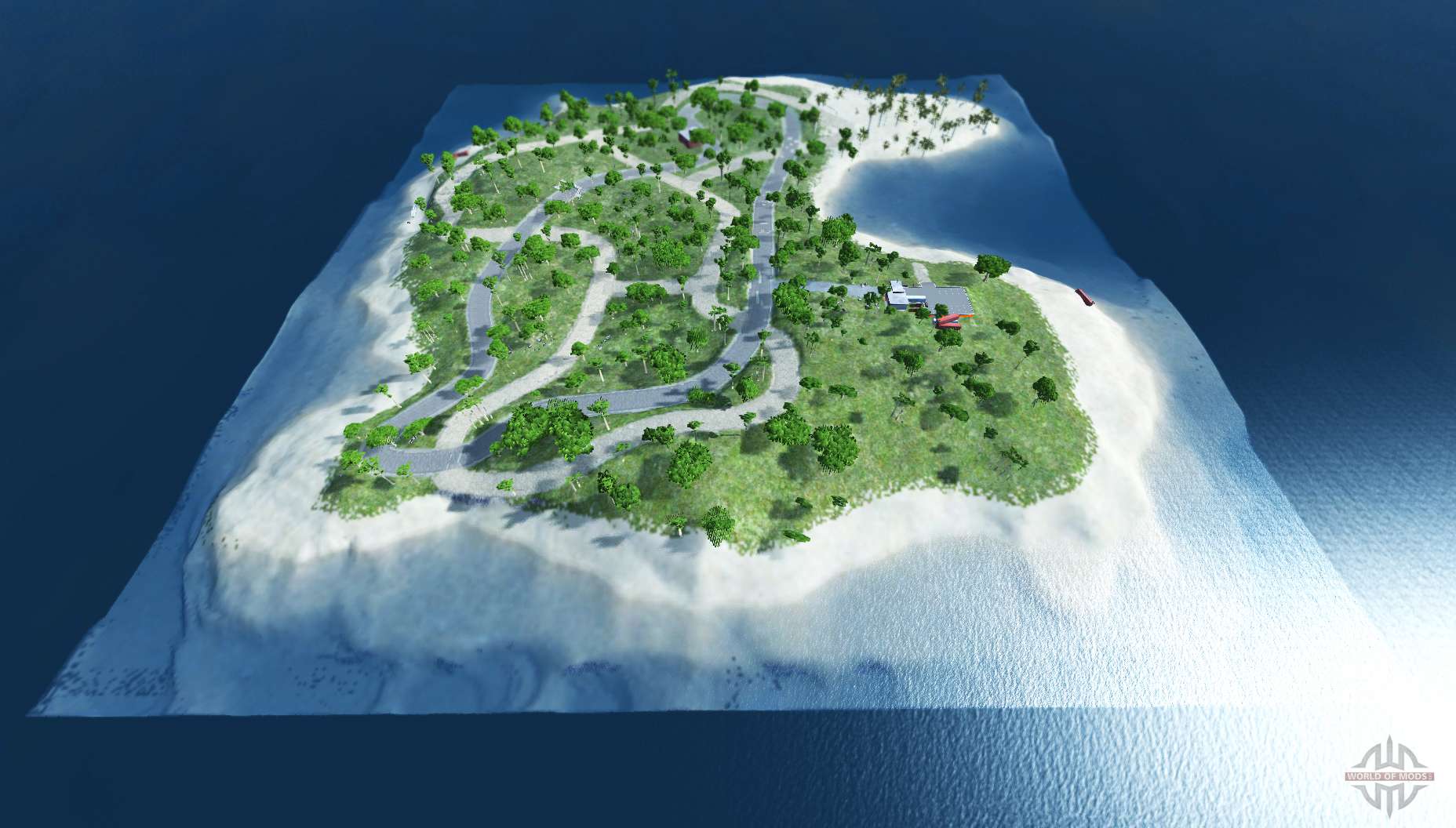 Карта Rock Island сверху в BEAMNG