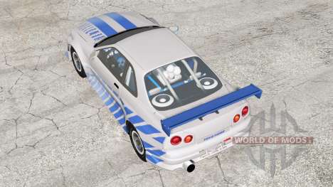 Nissan Skyline GT-R (R34) 2 Fast 2 Furious для BeamNG Drive