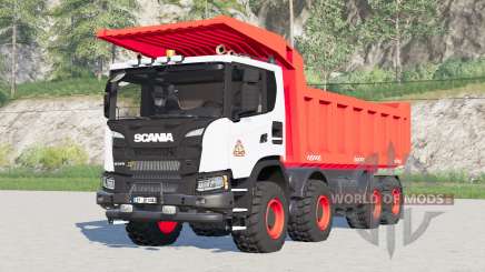 Scania G 370 XT 8x8 dump truck 2017〡red version для Farming Simulator 2017