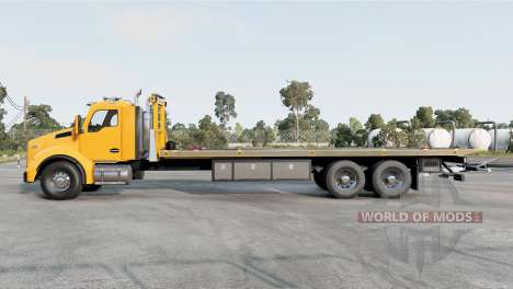 Kenworth T880 Flatbed Towing Big Trucks Day Cab для BeamNG Drive