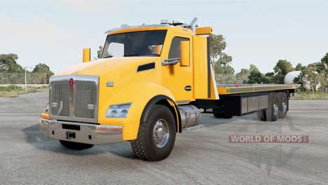 Kenworth T880 Flatbed Towing Big Trucks Day Cab для BeamNG Drive